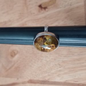 Amber sterling silver ring